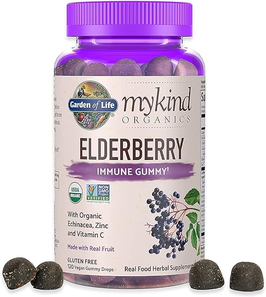 Garden of Life Organics Elderberry Gummies for Adults & Kids - Immune Support Supplement with Organic Fruit, Herbal Blend, Elderberry, Echinacea, Zinc, Vitamin C, 120 Vegan Gluten Free Gummies in Pakistan