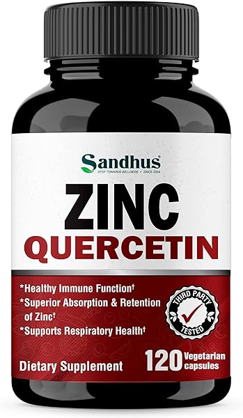 Sandhu's Zinc Quercetin 120 Vegetarian Capsules – Zinc Supplements for Antioxidant Immune Support Zinc for Men and Women – Gluten, Soy, Dairy Free in Pakistan