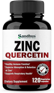Sandhu's Zinc Quercetin 120 Vegetarian Capsules – Zinc Supplements for Antioxidant Immune Support Zinc for Men and Women – Gluten, Soy, Dairy Free in Pakistan