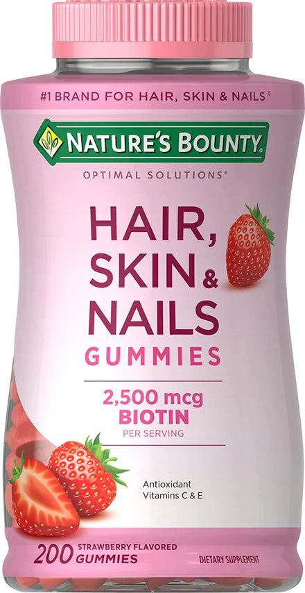 Nature's Bounty Vitamin Biotin Optimal Solutions Hair, Skin and Nails Gummies, 200 Count