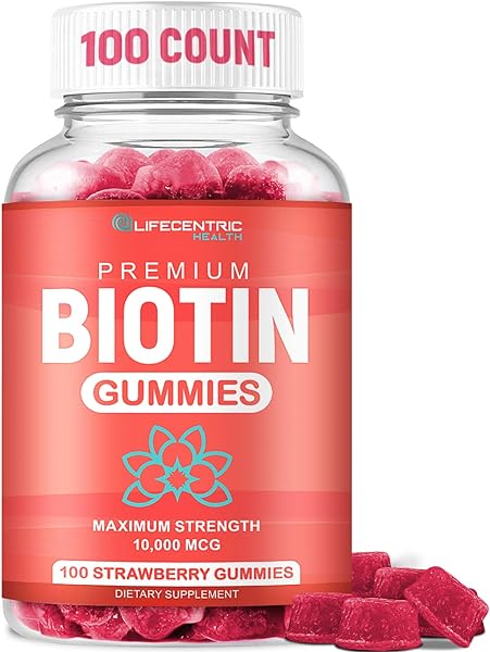 Biotin Gummies for Hair Growth | Max Strength Biotin 10000mcg Prevents Thinning and Loss | Chewable Biotin Supplement For Women Men and Kids | 100 Count Vegan Hair Gummies for Hair Skin and Nails in Pakistan