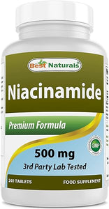 Best Naturals Niacinamide 500mg 240 Tablets (Suitable for Vegetarian) - Non-Flushing Form of Niacin (Vitamin B3) in Pakistan