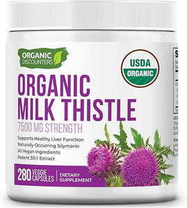 Milk Thistle Capsules, 280 Count, 7500 mg Strength, Potent 30:1 Extract, USDA Certified Organic, Rich in Silymarin Flavonoids, Vegan, Non-GMO and All-Natural in Pakistan