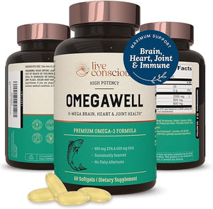 OmegaWell Omega 3 Fish Oil - 2000mg Capsules: Heart, Brain, & Joint Support - 800 mg EPA 600 mg DHA - w/Natural Lemon Oil, Sustainably Sourced - Mini Softgels - 30 Day Supply in Pakistan