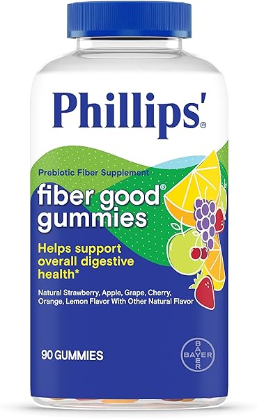 Phillips’ Fiber Good Gummies, Prebiotic Fiber Supplement with Inulin Soluble Fiber for Adults and Children, Fruit Flavored Daily Fiber Gummies, 4g of Fiber Per Serving (2 Gummies), 90 Count in Pakistan