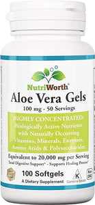 Aloe Vera Supplement (100 Softgels) 20,000mg Pure Gel Equivalency – Made with Organic Aloe Vera in Pakistan