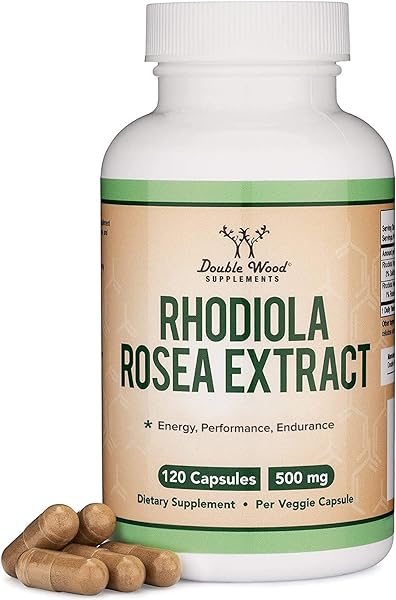 Rhodiola Rosea Supplement 500mg, 120 Vegan Capsules (Manufactured and Third Party Tested in The USA, 3% Salidrosides, 1% Rosavins Extract) for Performance, Calming, Motivation by Double Wood in Pakistan in Pakistan