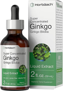 Ginkgo Biloba Extract Liquid 2 fl oz | Alcohol-Free Herb Supplement | Vegetarian, Non-GMO, Gluten Free | by Horbaach in Pakistan