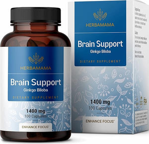 Brain Supplement - Nootropic Supplement to Support Cognitive Function, Memory, Mental Focus, Energy - Natural, Non-GMO, Vegan Formula - Ginkgo Biloba, Ginseng, Bacopa - 1400mg, 100 Capsules in Pakistan