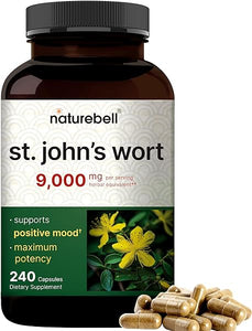 NatureBell St Johns Wort 9,000mg Per Serving, 240 Capsules | 15:1 Herbal Extract, North American Harvest, Rich in Hypericin – Positive Mood Support Supplement – St. John’s Wort – Non-GMO in Pakistan