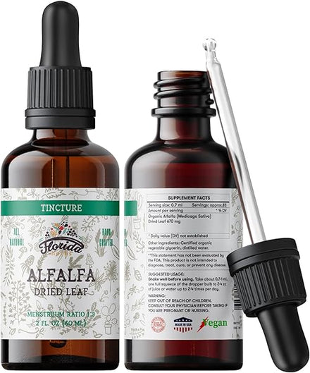 Alfalfa Tincture, Organic Alfalfa Extract (Medicago Sativa) Dried Leaf, Antioxidant Extract for Immune Support, Non-GMO in Cold-Pressed Organic Vegetable Glycerin 2 oz, 670 mg in Pakistan