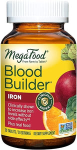 MegaFood Blood Builder - Iron Supplement Clinically Shown to Increase Iron Levels Without Side Effects - Iron Supplement for Women with Vitamin C, Vitamin B12 and Folic Acid - Vegan - 30 Tabs in Pakistan
