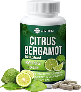 25x Concentrated Citrus Bergamot Extract Capsules, 100 Veggie Capsules, Providing Polyphenols for Heart Health, Immune Support, Healthy Aging, Citrus Bergamot 1000mg Capsules, All Natural Capsules in Pakistan
