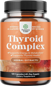 Herbal Adrenal and Thyroid Support Complex - Iodine Thyroid Supplement with L Tyrosine Bladderwrack Kelp Selenium and Ashwagandha - Mood Enhancer Energy Supplement for Thyroid Health (120 Capsules) in Pakistan