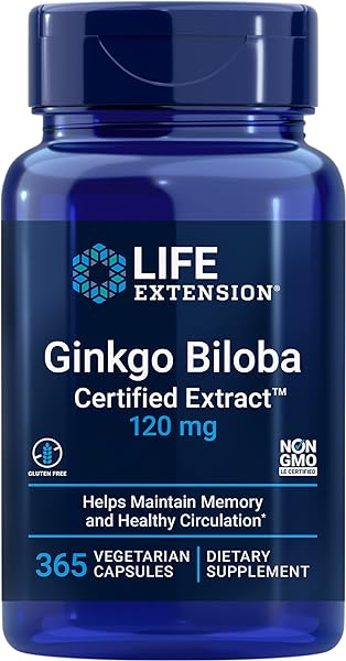 Life Extension Ginkgo Biloba Certified Extract - For Healthy Memory Support & Brain Cognitive Function - Ginkgo Leaf Extract Supplement Pill - Non-GMO, Gluten-Free, Vegetarian– 365 Capsules in Pakistan in Pakistan