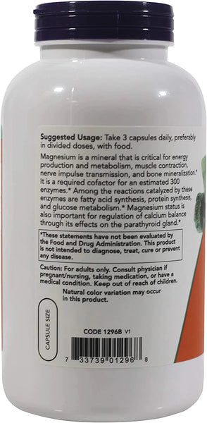 NOW Magnesium Citrate, 400 Milligram 240 Veg Capsules