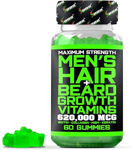 BBS Beard Growth & Hair Growth Vitamins for Men - Maximum Strength 620000mcg Biotin - Collagen - MSM - Keratin - Bamboo Extract - Multivitamin Gummies (Made by Best Beard Stuff USA) in Pakistan