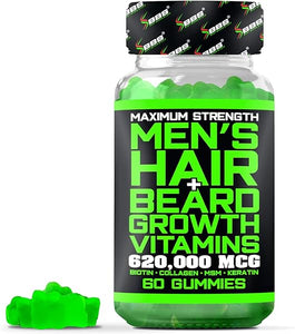BBS Beard Growth & Hair Growth Vitamins for Men - Maximum Strength 620000mcg Biotin - Collagen - MSM - Keratin - Bamboo Extract - Multivitamin Gummies (Made by Best Beard Stuff USA) in Pakistan