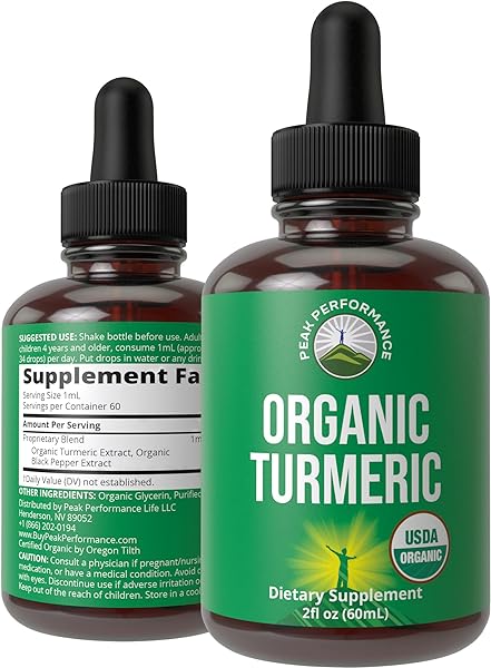 Turmeric Curcumin with Black Pepper USDA Organic Liquid Drops Vegan Extract for Women and Men. for Immune + Digestive Support. High Bioavailability Herbal Tincture Supplement. Zero Sugar, Gluten Free in Pakistan in Pakistan