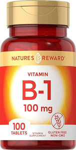 Vitamin B1 100mg (Thiamine) - 100 Count - Vegetarian, Non-GMO & Gluten Free Supplement in Pakistan