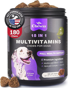 Dog Multivitamin Chews 15 in 1 - Dog Vitamins - Joint Supplements for Dogs - Dog Multi Vitamins with Glucosamine & Chondroitin - Dog Treats for Hip & Joint, Itchy Skin & Coat, Immune System Support in Pakistan