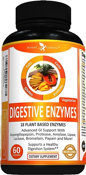 Digestive Enzymes -18 Plant Based Enzymes with amylase lipase bromelain Protease lactase & Other Enzymes - One Pre Meal Pill Supports Healthy Digestion & Nutrient Absorption 60 Caps in Pakistan in Pakistan