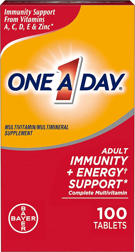 One A Day Immunity + Energy Support, Complete Adult Multivitamin Supplement with Vitamins A, C, D, E, and Zinc for Immune Support and B Vitamins, 100 Count