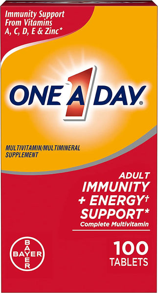 One A Day Immunity + Energy Support, Complete Adult Multivitamin Supplement with Vitamins A, C, D, E, and Zinc for Immune Support and B Vitamins, 100 Count in Pakistan