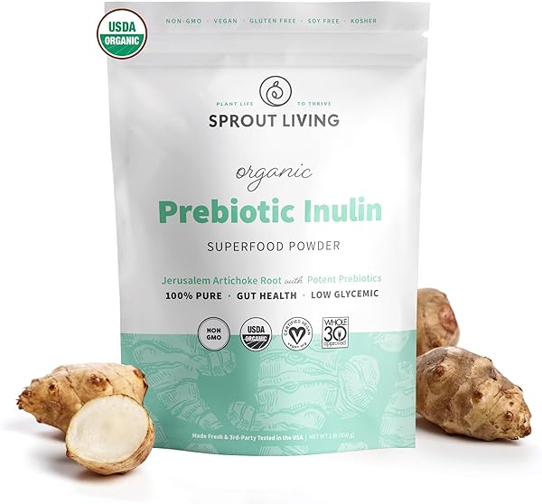 Sprout Living Organic Inulin Prebiotic Powder, Soluble Fiber, Digestive Gut Health, 1 lb in Pakistan in Pakistan