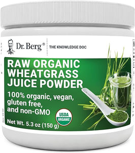 Dr. Berg's Wheatgrass Superfood Powder - Raw Juice Organic Ultra-Concentrated Rich in Vitamins and Nutrients - Chlorophyll and Trace Minerals - 60 Servings - Gluten-Free Non-GMO - 5.3 oz (1 Pack) in Pakistan