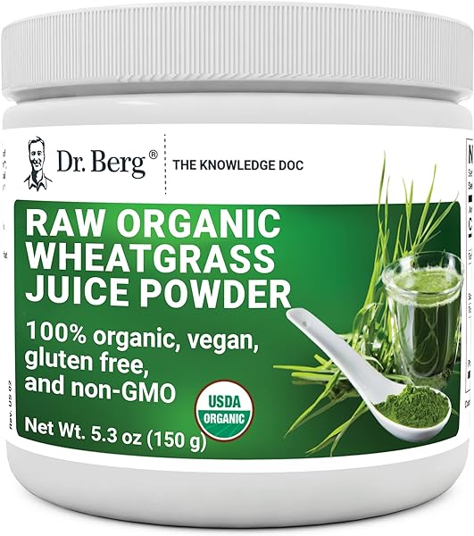 Dr. Berg's Wheatgrass Superfood Powder - Raw Juice Organic Ultra-Concentrated Rich in Vitamins and Nutrients - Chlorophyll and Trace Minerals - 60 Servings - Gluten-Free Non-GMO - 5.3 oz (1 Pack) in Pakistan in Pakistan