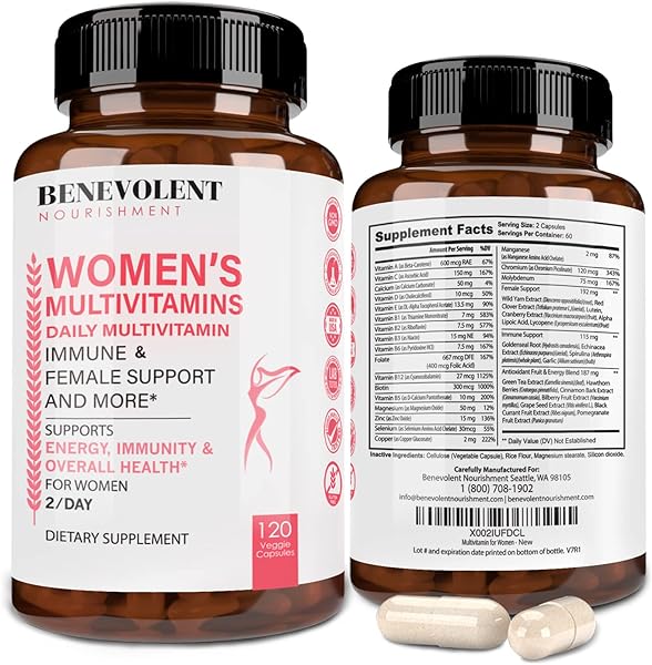 Multivitamin for Women - Supplement for Energy, Immunity, & Female Support - Daily Vitamins for Women with Biotin, Calcium, Magnesium - Non-GMO, Vegetarian Women’s Multivitamin - 120 Caps in Pakistan in Pakistan