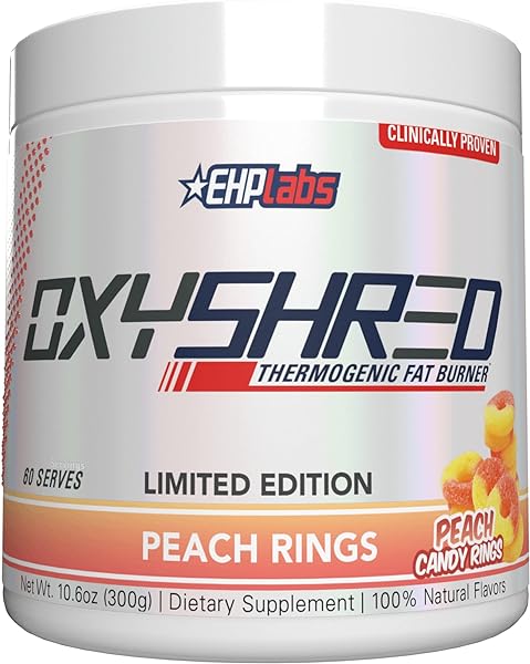 EHPlabs OxyShred Thermogenic Pre Workout Powder & Shredding Supplement - Clinically Proven Preworkout Powder with L Glutamine & Acetyl L Carnitine, Energy Boost Drink - Peach Candy Rings, 60 Servings in Pakistan in Pakistan