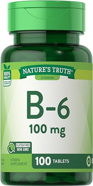 B6 Vitamin | 100mg | 100 Tablets | Vegetarian, Non-GMO & Gluten Free Supplement | by Nature's Truth in Pakistan