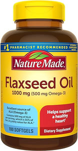 Nature Made Flaxseed Oil 1000 mg, Fish Free Omega 3 Supplement, Dietary Supplement for Heart Health Support, 100 Softgels, 100 Day Supply in Pakistan