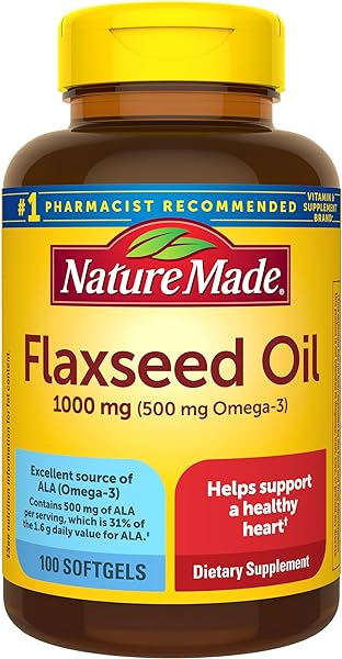 Nature Made Flaxseed Oil 1000 mg, Fish Free Omega 3 Supplement, Dietary Supplement for Heart Health Support, 100 Softgels, 100 Day Supply in Pakistan in Pakistan