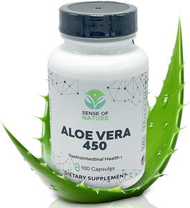 Aloe Vera 450 Capsules Organic | Non-GMO Aloe Vera Pills | Made with USDA Organic Aloe Vera Supplements | Digestive & Joint Support Supplement in Pakistan