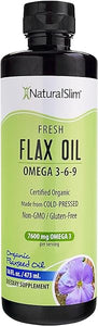 NaturalSlim Flax Oil - Flaxseed Oil Liquid Supplement with Omega 3 6 9 - Cold-Pressed Certified Organic Flax Seed Oil for Hair, Skin, Nails, Healthy Cells & Vegetable Oil for Cooking - 16 fl. Oz. in Pakistan