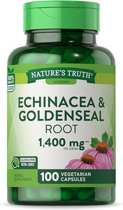 Echinacea Goldenseal Capsules | 1400mg | 100 Count | Vegetarian, Non-GMO & Gluten Free Supplement | Herbal Support Complex | by Nature's Truth in Pakistan