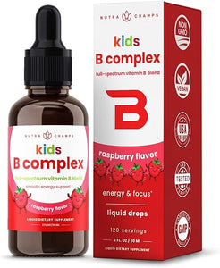 Vitamin B Complex for Kids | B1, B2, B3, B6, B7, B9 & Methyl B12 | Kids B Complex Liquid Drops Supplement | Energy, Focus, Metabolism | Vegan & Non-GMO | Natural Berry | 120 Servings | 4 Month Supply in Pakistan