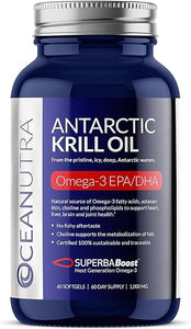 100% Pure Krill Oil 1000mg, 60-Day Supply, EPA/DHA Omega 3, Highest Concentration 56% Phospholipids, Choline & Astaxanthin, Sustainable Antarctic SuperbaBoost Supports Heart, Brain & Joints in Pakistan