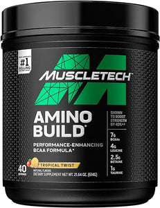 BCAA Amino Acids + Electrolyte Powder, MuscleTech Amino Build, 7g of BCAAs + Electrolytes, Support Muscle Recovery, Build Lean Muscle & Boost Endurance, Tropical Twist (40 Servings) in Pakistan