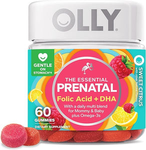 Olly The Essential Prenatal Gummy Multivitamin, 30 Day Supply ( Gummies), Sweet, Folic Acid, Vitamin D, Omega 3 DHA, Chewable Supplement, White Citrus, 60 Count (Pack of 1) in Pakistan