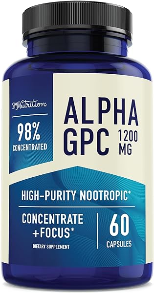 Alpha GPC Choline 600 mg | 95% Concentrated | Brain & Memory Support Acetylcholine Supplement | Highly Purified Alpha-GPC Powder | Vegan, Formulated Non-GMO, 3rd-Party Tested | 45 Capsule Servings in Pakistan