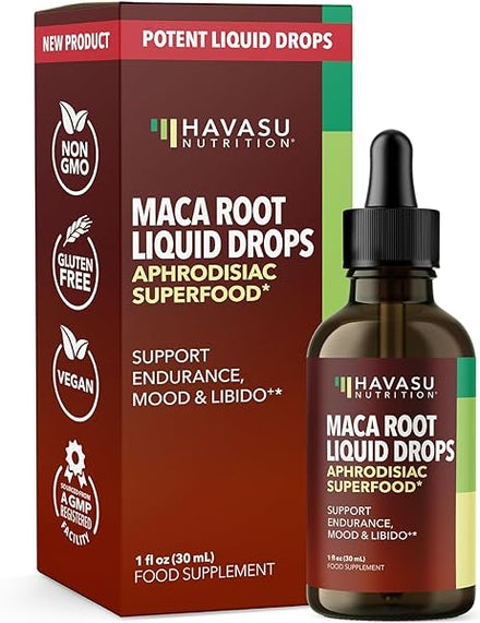 Organic Maca Root Drops Liquid | Supports Endurance, Mood, and Performance in Men & Women | Black Maca to Promote Overall Health & Support Fertility | Alcohol Free, Non-GMO, Vegan, Unflavored, 30mL in Pakistan