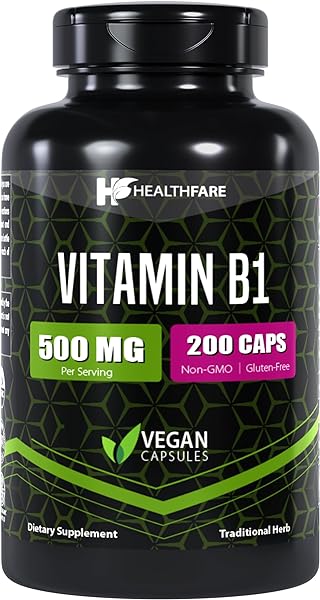 Vitamin B1 500mg | 200 Capsules | Thiamine Supplement | Supports Overall Health | Non-GMO | Gluten Free (200 Capsules) in Pakistan in Pakistan