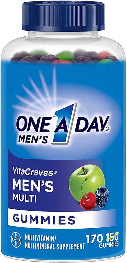 One A Day Men’s Multivitamin Gummies, Supplement with Vitamin A, Vitamin C, Vitamin D, Vitmain E, Calcium & more, 170 Count