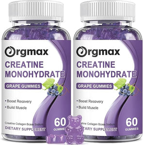 Creatine Monohydrate Gummies, Delicious Grape Flavored for Men & Women, Enhanced with Collagen & BCAA, Easy-to-Swallow Chews for Optimal Absorption(2 Pack) in Pakistan