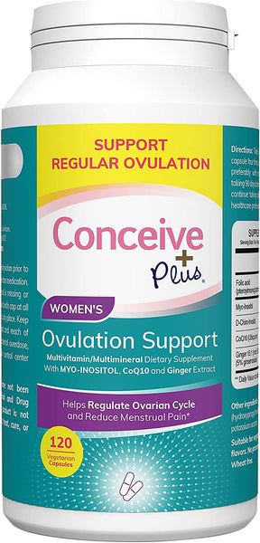 Conceive Plus Ovulation - Myo-Inositol & D-Chiro Inositol Supplement, Regulate Cycles, PCOS Vitamins, 120 Caps, 30 Days Supply