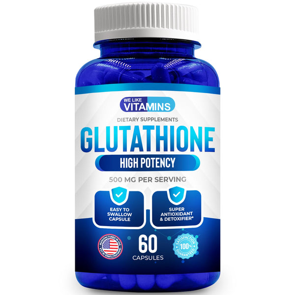 We Like Vitamins Glutathione 500mg Per Serving | Manufactured in USA | 60 Glutathione Capsules | Highly Bioavailable Reduced Glutathione Supplement | Organic L-Glutathione Supplement for Antioxidant in Pakistan